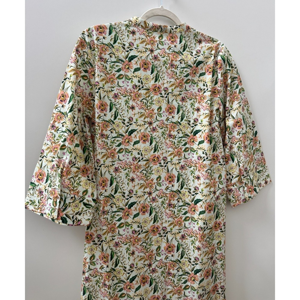 Zara Floral Button Front Cotton Shirt Dress Cottagecore Botanical Women's Medium - Picture 11 of 13